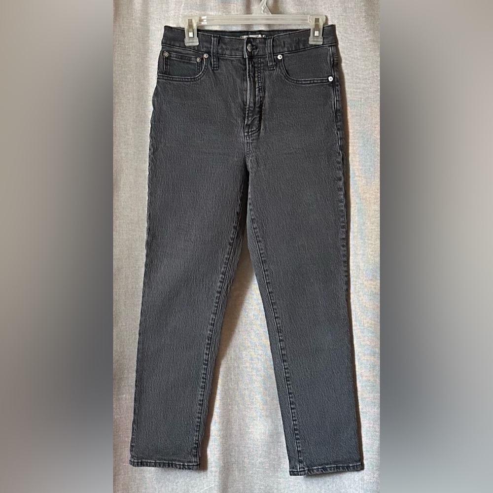 Madewell•high rise straight leg jeans•women’s size 27•cotton blend•charcoal gray